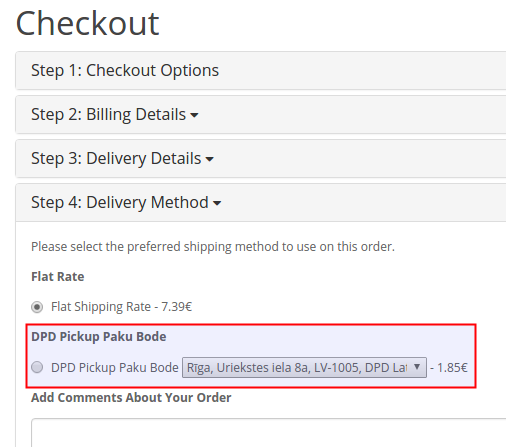 Opencart Dpd Pickup Paku Bode Shipping Method For Opencart 1 5x And 2x